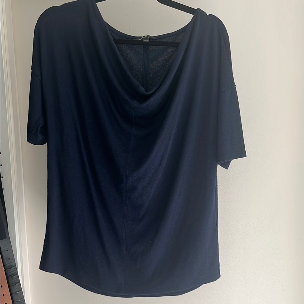 Banana Republic Black Relaxed Draped Short Sleeve Blouse